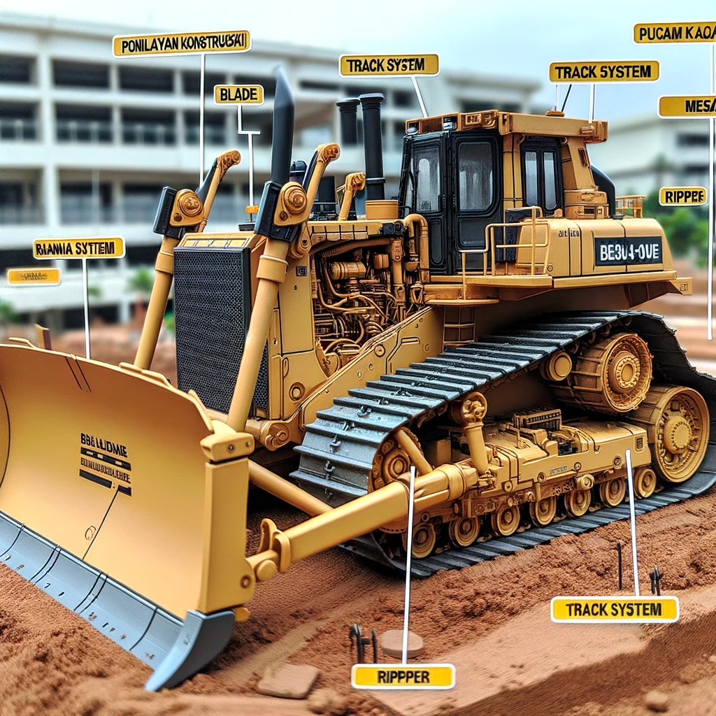 Komponen bulldozer utama dan fungsinya dalam operasional alat berat