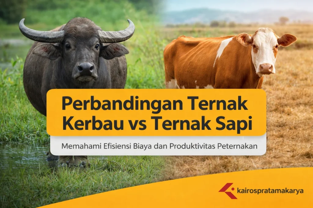 “Ilustrasi perbandingan ternak kerbau dan sapi untuk strategi pengadaan peternakan”