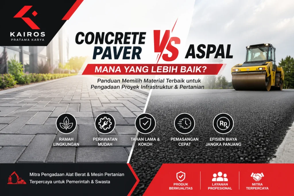 Ilustrasi concrete paver vs aspal dalam pengadaan proyek pemerintah