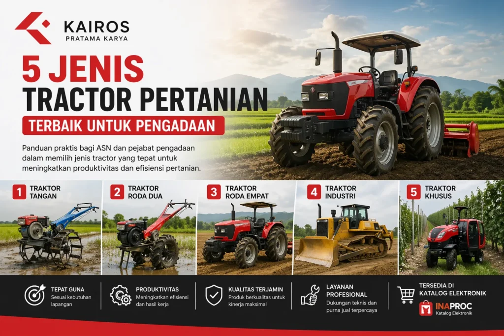 “Ilustrasi 5 jenis tractor pertanian terbaik untuk pengadaan alat pertanian modern”