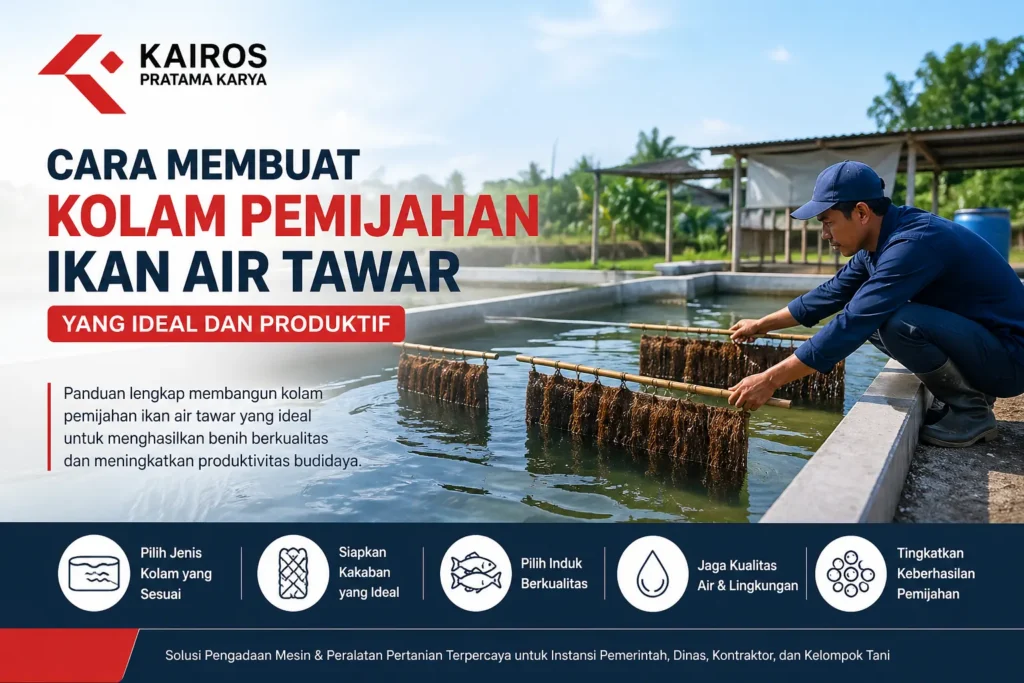 Kolam pemijahan ikan air tawar ideal dengan kakaban dan pengelolaan air yang baik untuk budidaya ikan berkualitas