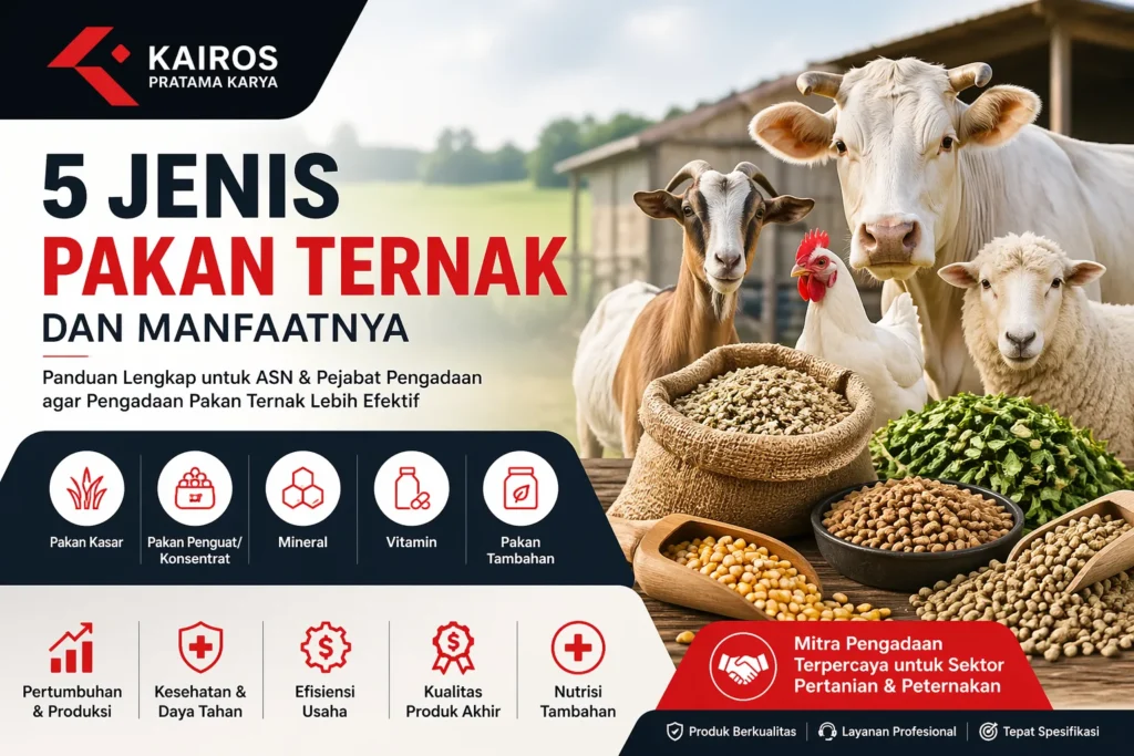 “Ilustrasi pakan ternak lengkap beserta jenis dan manfaat untuk pengadaan peternakan”