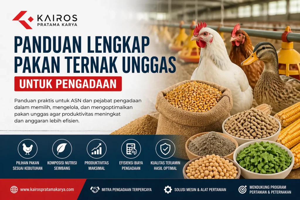 “Panduan lengkap pakan ternak unggas untuk pengadaan dengan ilustrasi ayam, bebek, dan berbagai jenis pakan berkualitas”