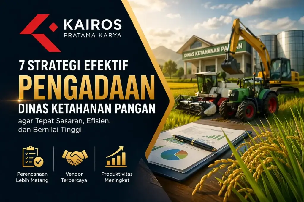 Ilustrasi Pengadaan Dinas Ketahanan Pangan dengan alat berat dan mesin pertanian oleh Kairos Pratama Karya untuk mendukung produktivitas pemerintah