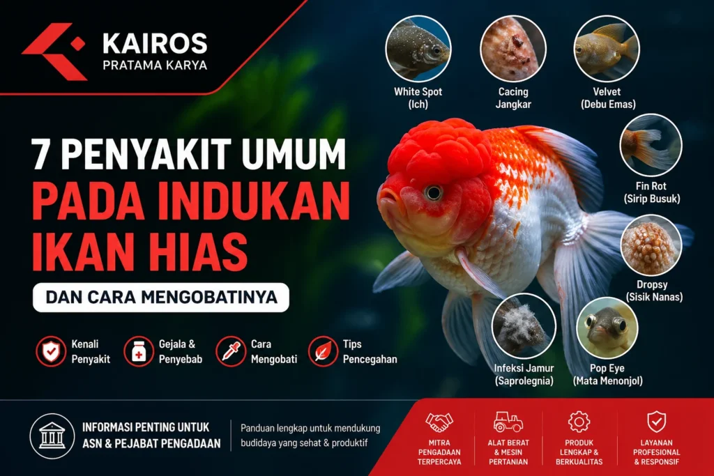 “Ilustrasi 7 penyakit indukan ikan hias seperti white spot, fin rot, dropsy, dan cara mengobatinya untuk budidaya ikan yang sehat”