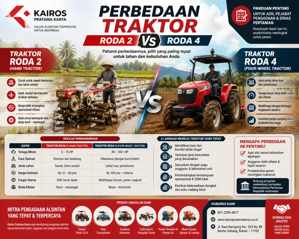 Perbandingan Taktor Roda 2 vs Roda 4 dalam pertanian Indonesia