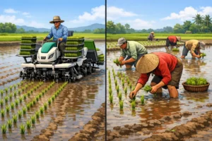 lustarasi Perbandingan Rice Transplanter vs Tanam Manual