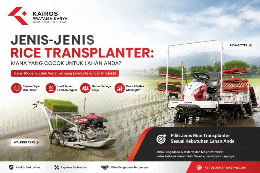 Jenis rice transplanter walking type dan riding type untuk lahan pertanian modern