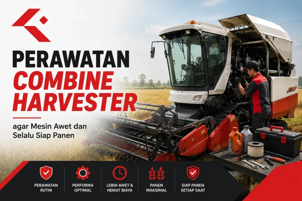 Perawatan combine harvester di lahan pertanian agar mesin awet dan selalu siap panen