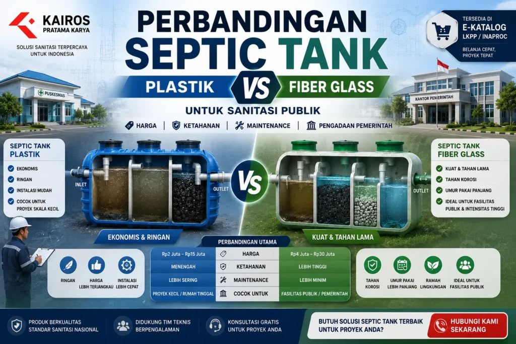 Perbandingan septic tank plastik vs fiber glass untuk sanitasi fasilitas publik
