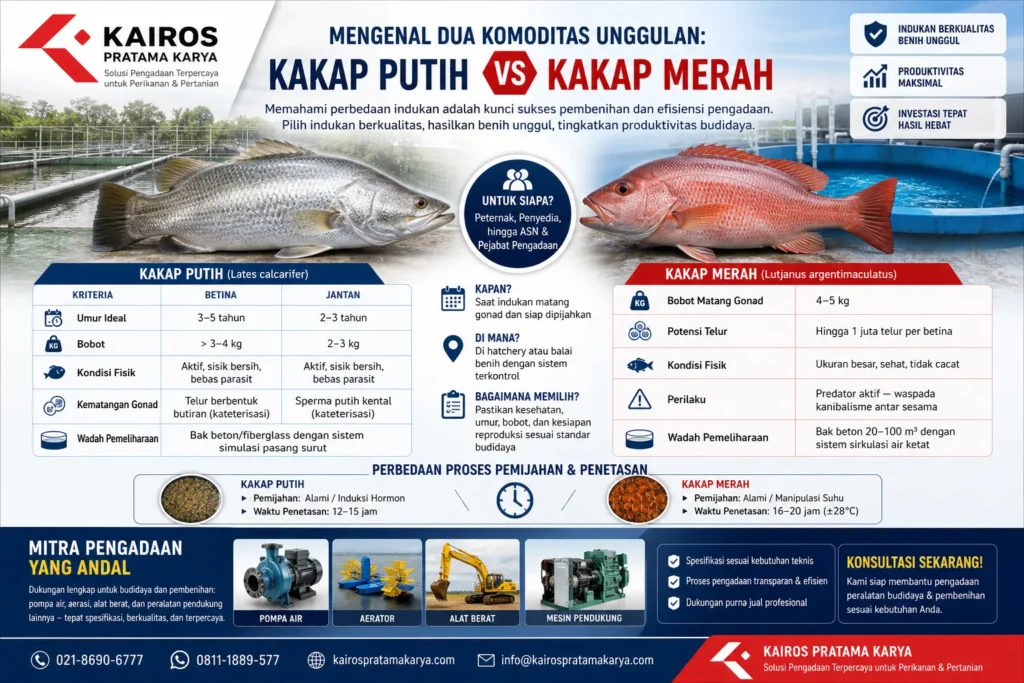 Perbedaan indukan ikan kakap putih dan kakap merah untuk budidaya
