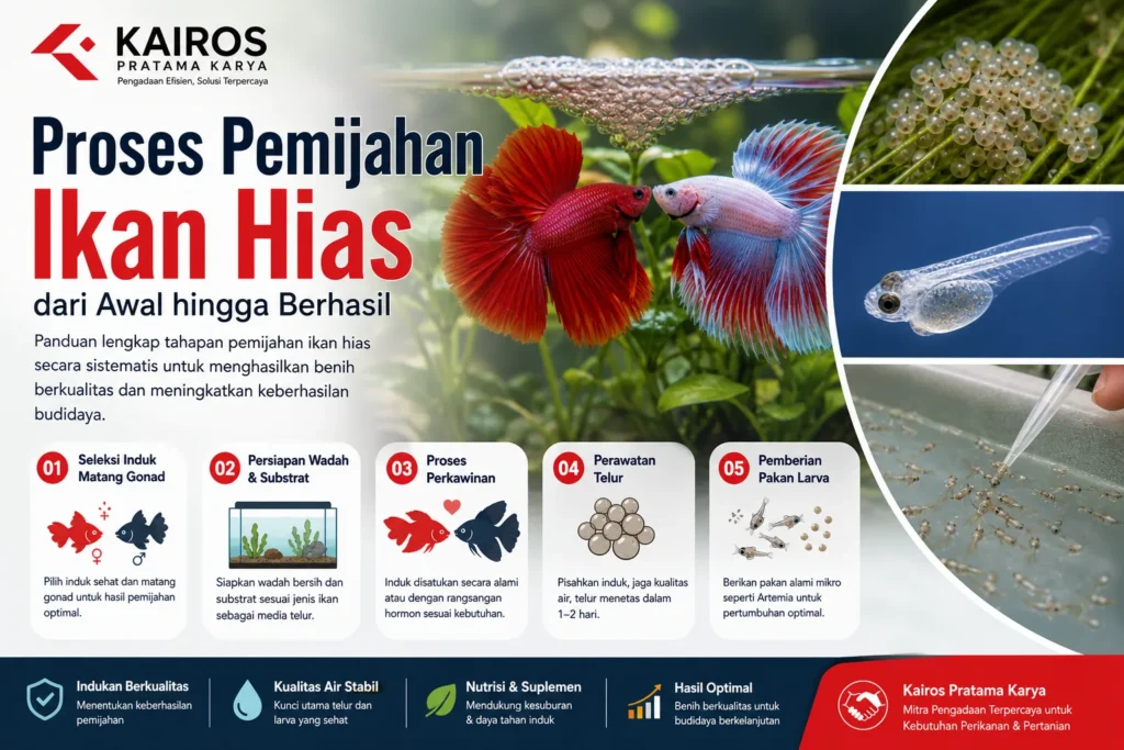 Proses pemijahan ikan hias profesional dengan tahapan lengkap dan dukungan Kairos Pratama Karya
