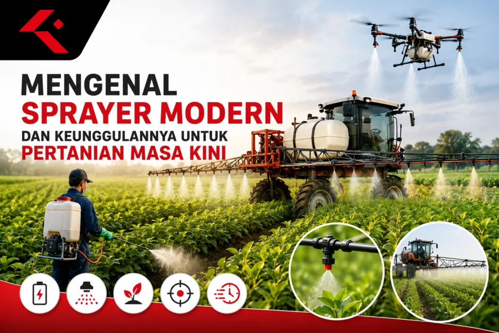 Sprayer modern untuk pertanian masa kini dengan teknologi boom sprayer dan drone pertanian”