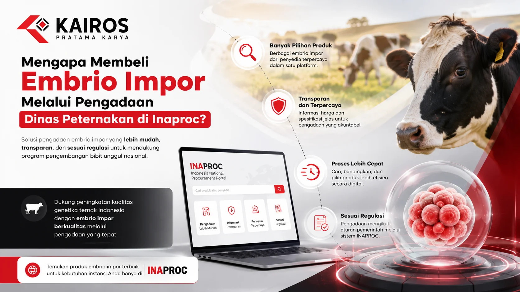 Pengadaan Dinas Peternakan di Inaproc untuk embrio impor pengembangan bibit unggul.