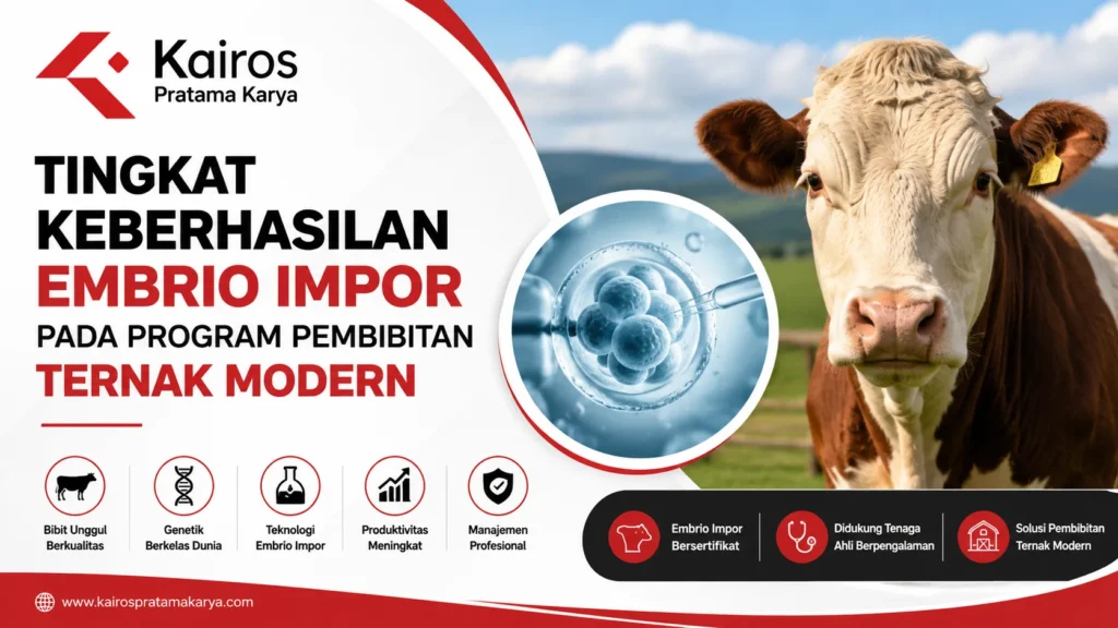 Ilustrasi gambar tingkat keberhasilan embrio impor pada program pembibitan ternak modern untuk meningkatkan kualitas genetik dan produktivitas ternak unggul